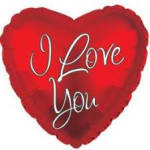 Red heart-shaped balloon with "I Love You" text