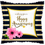 Black and gold anniversary balloon with pink flowers