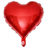 Red heart-shaped foil balloon on a white background