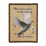 Memorial throw blanket with a dove and sympathy quote