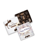 Two boxes of assorted chocolates, one open and one birthday-themed