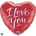 Red heart-shaped balloon with "I Love You" text