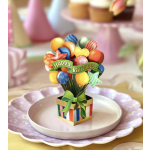 Mini birthday balloon bouquet in a striped gift box