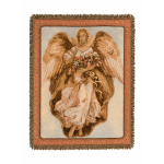 Angel tapestry holding a bouquet of flowers