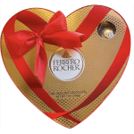 Heart-shaped Ferrero Rocher chocolate box with a red ribbon bow