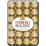 Box of Ferrero Rocher chocolates in gold wrappers