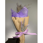 Wrapped lavender sprigs tied with a purple ribbon