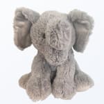 Gray plush elephant stuffed animal on a white background