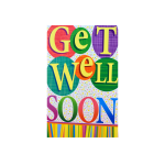 Colorful "Get Well Soon" greeting card with bold letters