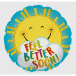 Round smiley-face balloon with "Feel Better Soon" text