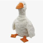 White plush goose with an orange beak and feet