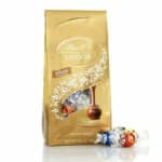 Gold Lindt Lindor chocolate bag with assorted truffles