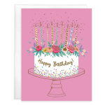 Birthday Greeting Card - Flower Birthday Cake