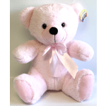 Pink teddy bear with a satin ribbon bow