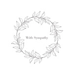 Leaf wreath with the words "With Sympathy" in the center