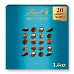 Box of Lindt mini assorted pralines on a blue package
