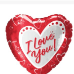 Heart-shaped red balloon with "I Love You!" text