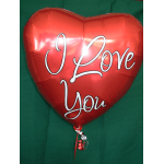 Red heart-shaped balloon with "I Love You" text