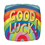 Rainbow balloon with the words GOOD LUCK!