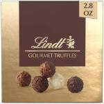 Box of Lindt gourmet truffles with five chocolates shown on the front