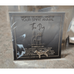 Packaged card with a line drawing of a dog and text about a spirit animal