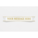 White ribbon banner with gold text reading "YOUR MESSAGE HERE"