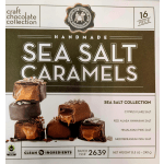 Box of sea salt caramel chocolates with assorted pieces pictured on the front