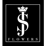 Black-and-white TS Flowers logo with a crown inside a square border