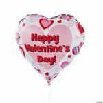 Heart-shaped Valentine’s Day balloon with pink and red text