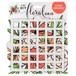 Floral grid tool with a white lattice frame and floral packaging