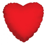 Red heart-shaped foil balloon against a plain white background