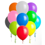 Cluster of colorful helium balloons on a white background