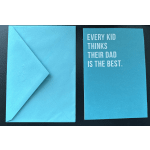 Blue greeting card and envelope with a dad message