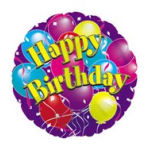 Birthday balloon graphic with colorful balloons and yellow text