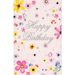Birthday card with colorful flowers and the words Happy Birthday