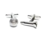 Silver metal cufflinks with a textured round face