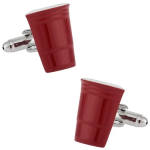 Pair of red shot glass cufflinks with silver backs