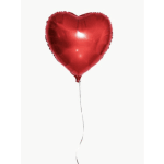 Red heart-shaped balloon with a thin silver string