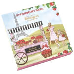 Box of strawberry bark candy with a pink illustrated label