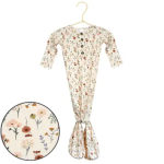 Floral-print baby gown on a hanger