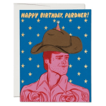 Birthday card with a cowboy illustration and stars