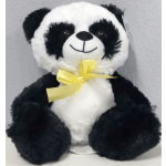 Plush panda bear with a yellow ribbon bow