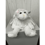 White plush angel stuffed animal with small wings and black eyes