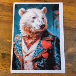 Vintage Bear With Hearts Card