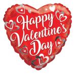 Heart-shaped red balloon with "Happy Valentine's Day" text