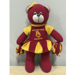 Arizona State Sun Devils teddy bear in maroon and gold cheer outfit