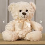 Cream teddy bear with a satin ribbon bow