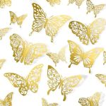 Gold butterfly pattern on a white background