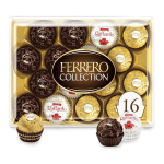 Box of assorted Ferrero chocolates in gold and brown wrappers