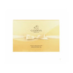 Gold Godiva chocolate gift box with a ribbon bow